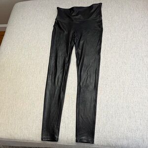 SPANX Faux Leather Black Leggings GUC